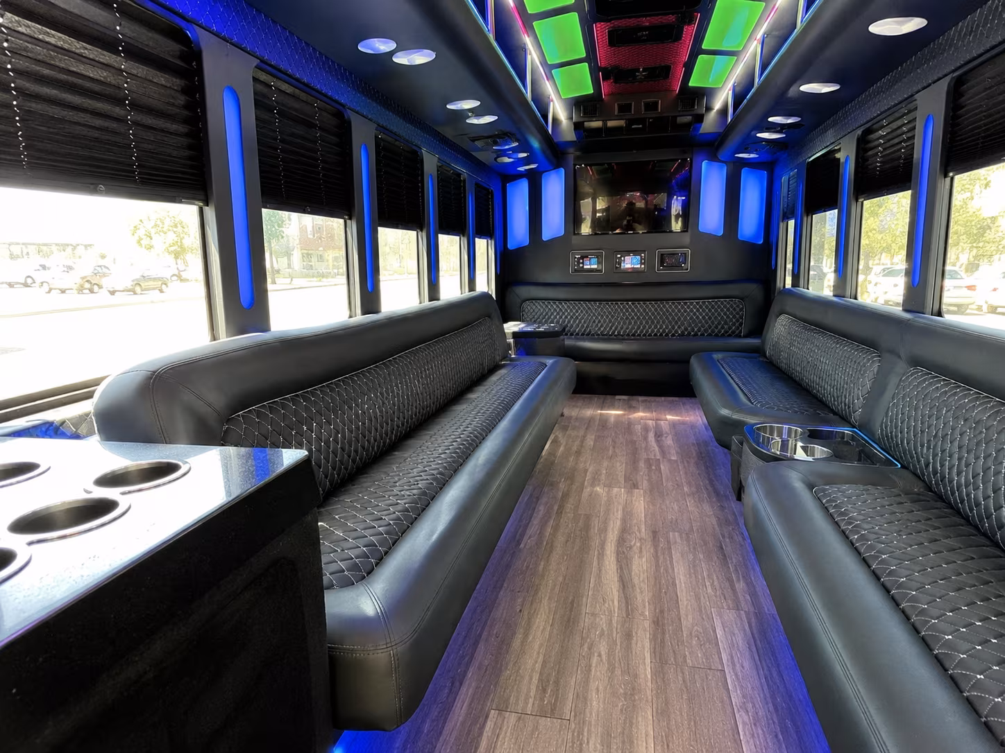 rock hill 15 passenger party bus inside