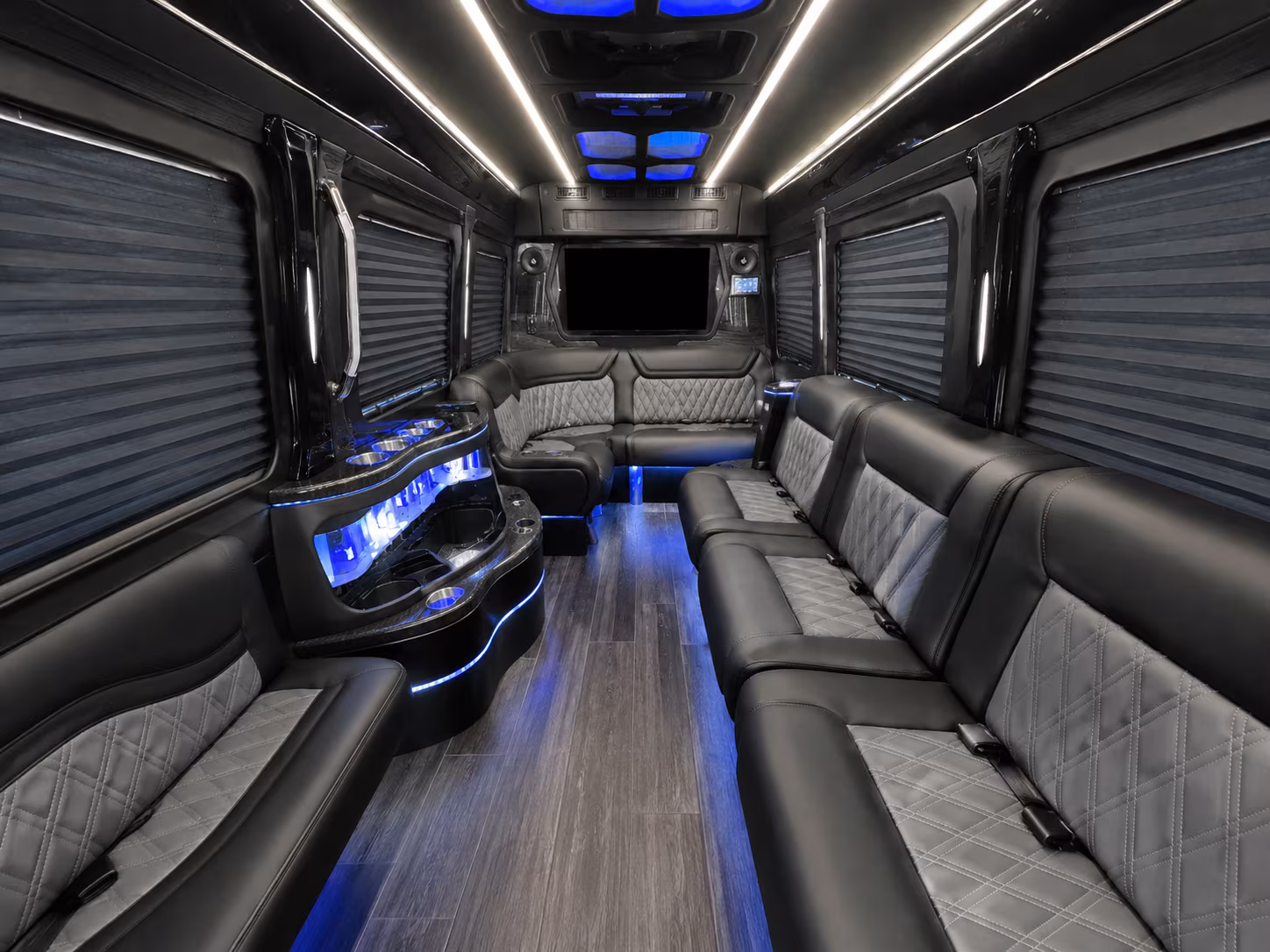 rock hill 18 passenger party bus inside